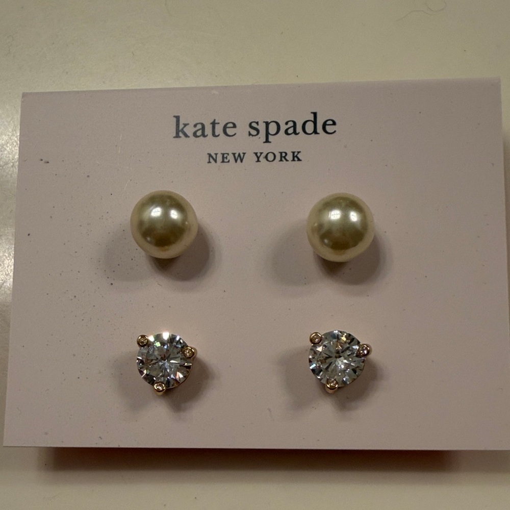 Kate Spade Gold and Crystal Stud Earrings Set